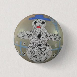Vintag Glass Weihnachtsball Schneemann Hand bemalt Button