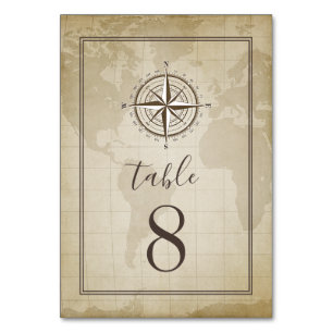 Vintag Globe Nautical Compass Hochzeit Tischnummer