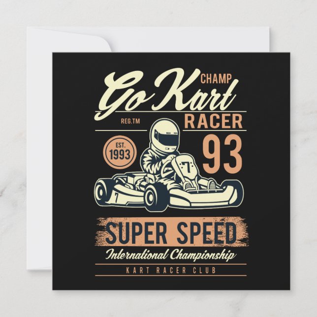 Vintag Go Kart Racing Geburtstag Einladungskarte (Vorderseite)