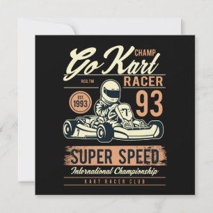 Vintag Go Kart Racing Geburtstag Einladungskarte