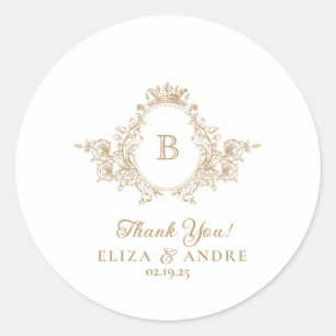 Vintag Gold Custom Monogram Wappen Wedding Sticker