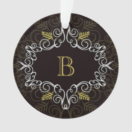 Vintag Gold Deko Foliage Monogram Foto Weihnachten Ornament