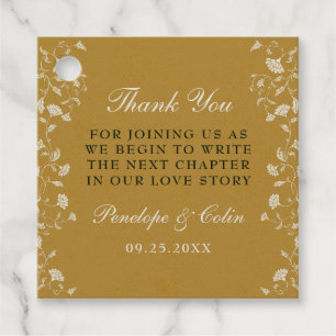 Vintag Gold Floral Wedding Vielen Dank für Ihr Int Geschenkanhänger