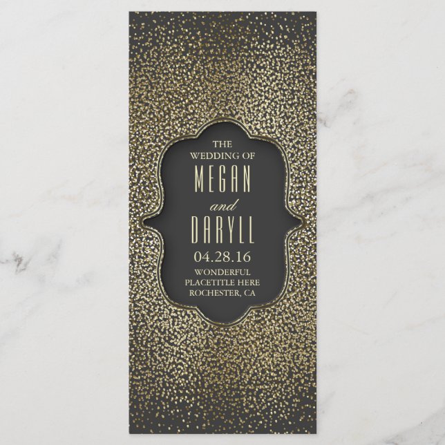 Vintag Gold Glitzer Confetti Hochzeitsprogramme Programm (Vorderseite)