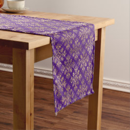 Vintag Gold Lila Damask Kurzer Tischläufer