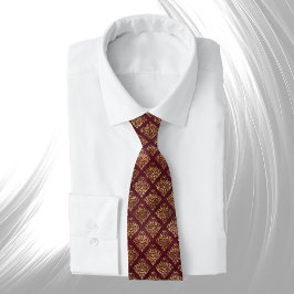 Vintag Gold Maroon Damask Muster Krawatte