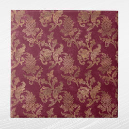 Vintag Gold Maroon Floral Damask Fliese