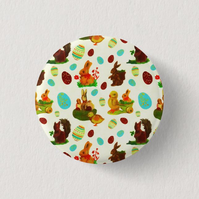 Vintag Gold Ostereier Garten Chicks Bunny Button (Vorderseite)