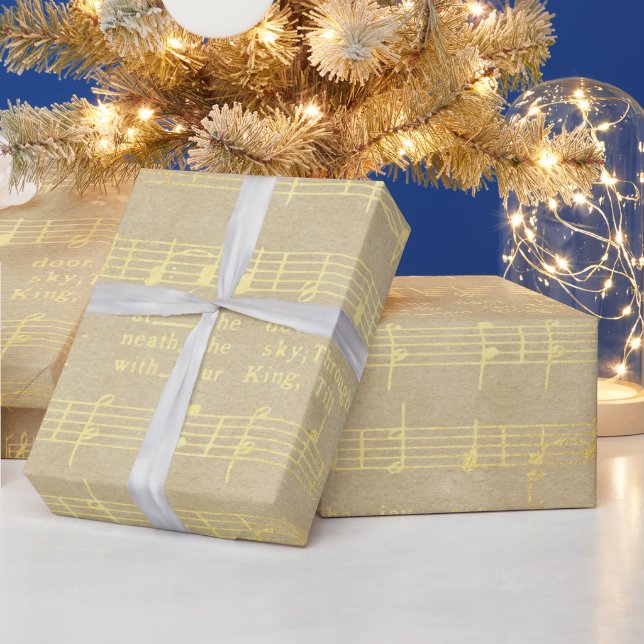 Vintag Gold Weihnachtsmusik Geschenkpapier (Feiertage)