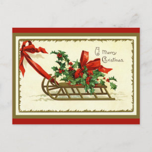Vintag Golden Christmas Feiertagspostkarte