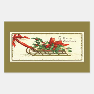 Vintag Golden Christmas Rechteckiger Aufkleber