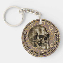 Vintag Golden Damask Cool Skull Goth Halloween Schlüsselanhänger