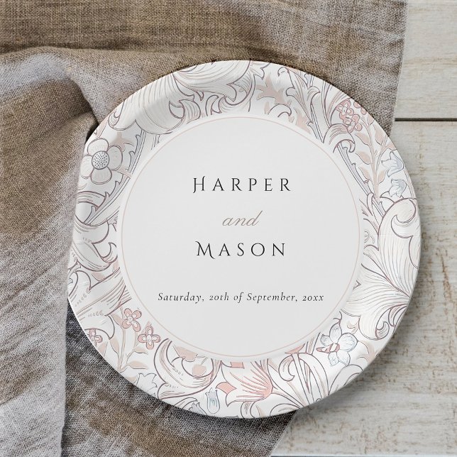 Vintag Golden Lilies William Morris Wedding Pappteller (Von Creator hochgeladen)