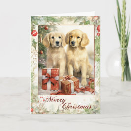 Vintag Golden Retriever Feiertagskarte