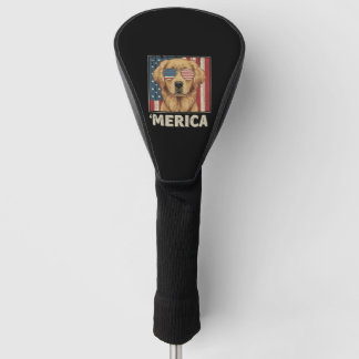 Vintag Golden Retriever "Merica Flag Golf Headcover