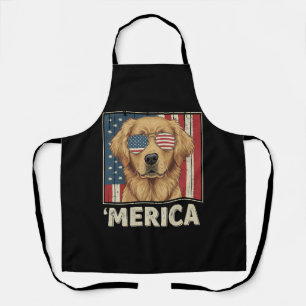 Vintag Golden Retriever "Merica Flag Schürze