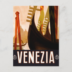 Vintag Gondola Venezia Italien Reisen Postkarte