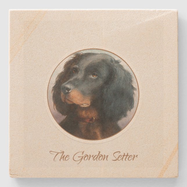 Vintag Gordon Setter Steinuntersetzer (Vorderseite)