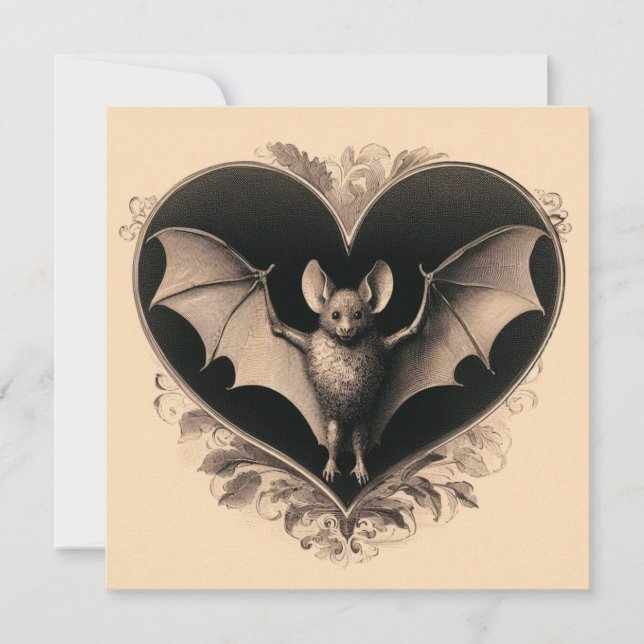 Vintag Goth Bat Valentine Gothic Retro Karte (Vorderseite)