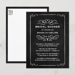 Vintag Goth Black Chalkboard Brautparty Einladungspostkarte