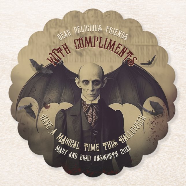 Vintag Gothic Dracula Halloween Untersetzer (Vorderseite)
