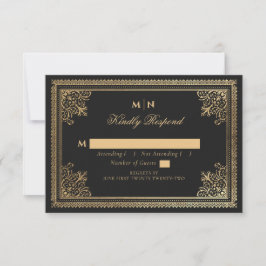 Vintag Gothic Gold Viktorianisch Wedding RSVP