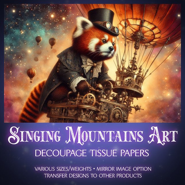 Vintag Gothic Red Panda Dreamy Decoupage Seidenpapier (Von Creator hochgeladen)