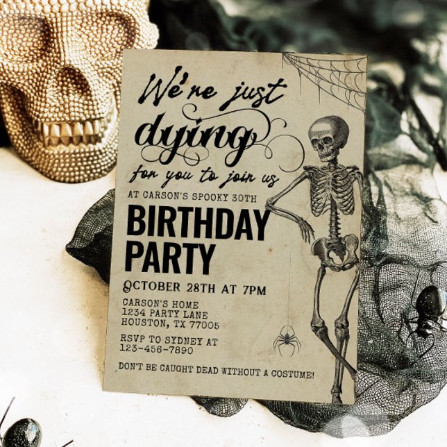 Vintag Gothic Skeleton Adult Halloween Geburtstag Einladung (Von Creator hochgeladen)