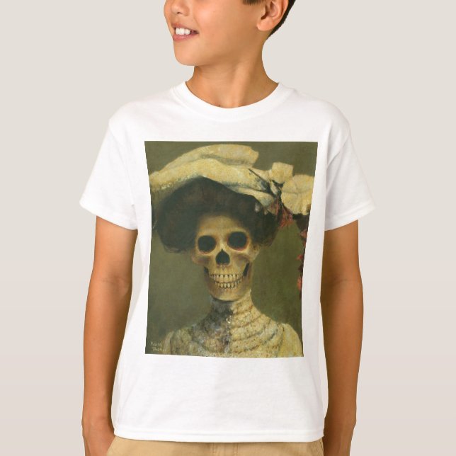 Vintag Gothic Skeleton Lady T-Shirt (Vorderseite)
