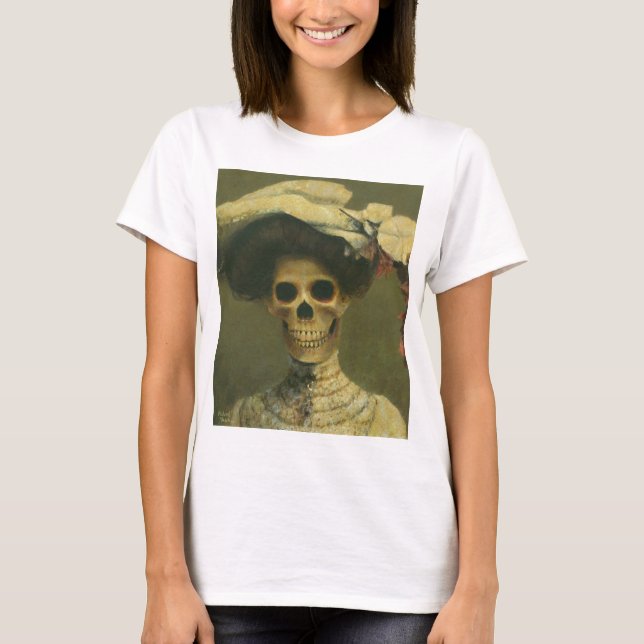 Vintag Gothic Skeleton Lady T-Shirt (Vorderseite)
