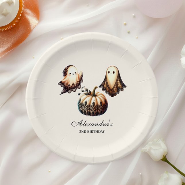 Vintag Gothic Spooky 2. Geburtstag Halloween Pappteller (Von Creator hochgeladen)