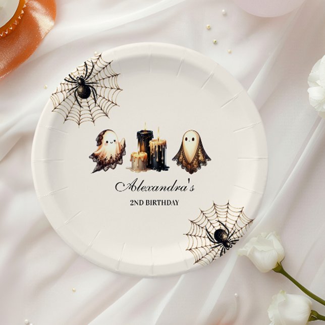 Vintag Gothic Spooky Halloween 2. Geburtstag Pappteller (Von Creator hochgeladen)