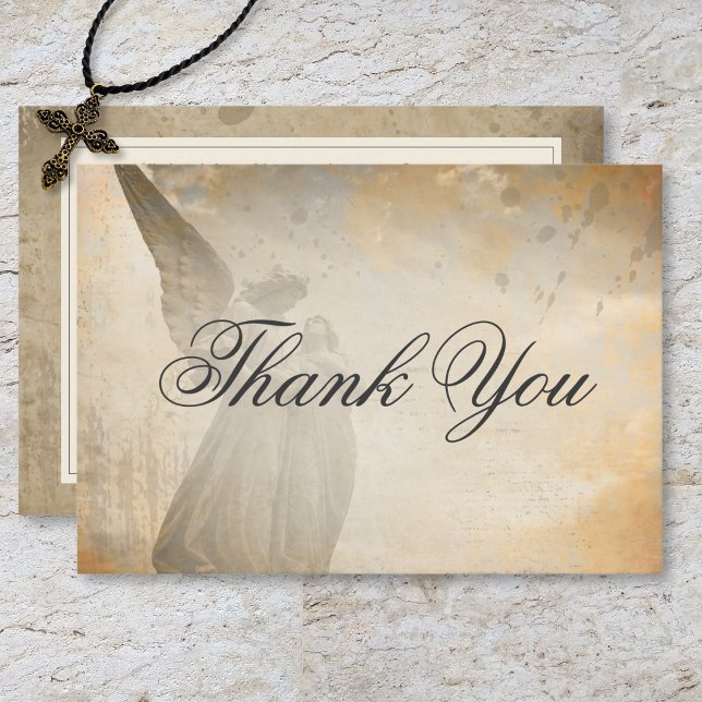 Vintag Gothic Stone Angel Wedding Dankeskarte (Vintage Gothic Stone Angel Wedding Thank You Card)