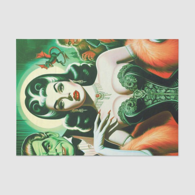 Vintag Gothic Vampire Woman Seidenpapier (Vorderseite)