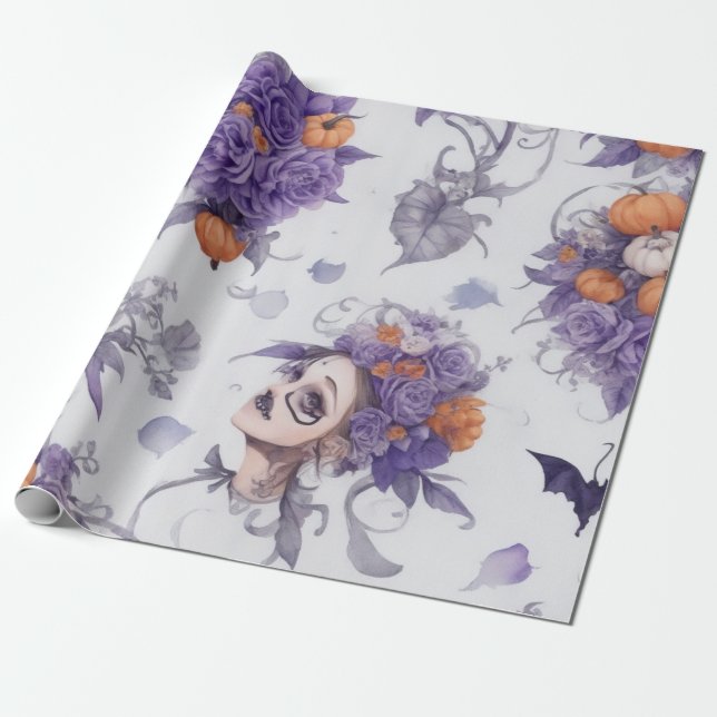 Vintag gotische Halloween Geschenkpapier (Ungerollt)