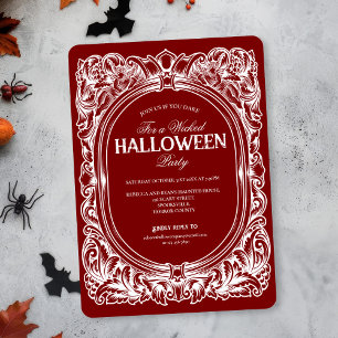 Vintag-gotisches Rotes Halloween-Party Einladung