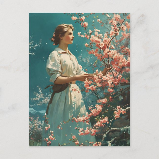 Vintag Grace under Cherry Blossom Postkarte (Vorderseite)