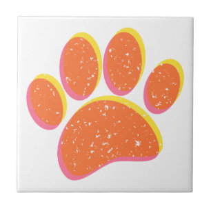 Vintag Grainy Dog Pawprint Fliese