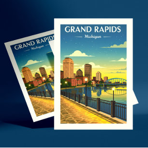 Vintag Grand Rapids Michigan Postkarte