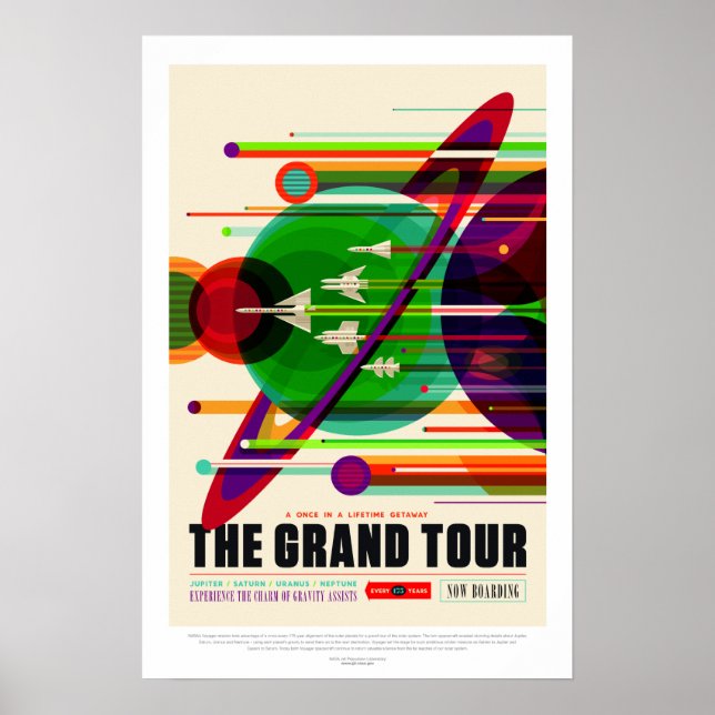 Vintag Grand Tour Solar System Travel Poster (Vorne)