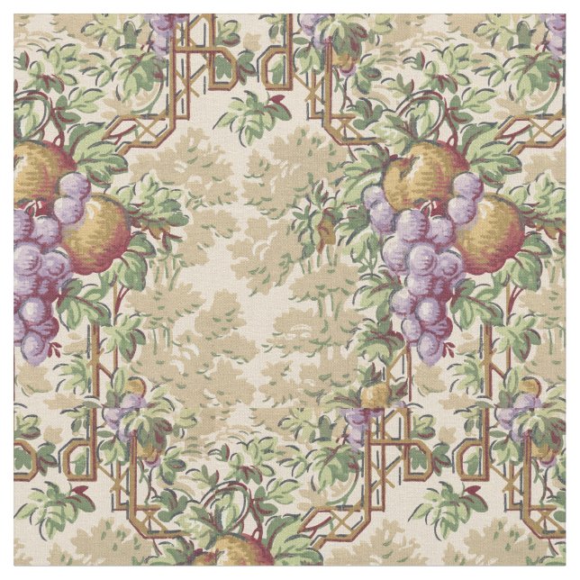Vintag Grapevine & Fruchtgarten Trellis Muster Stoff (Nahaufnahme)