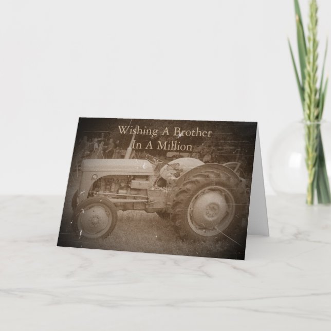 Vintag Graue Masseeisengittertraktor Foto sepia Karte (Vorderseite)