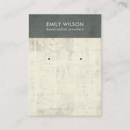 VINTAG GRAY OLD NEWSPAPER STUD EARRING DISPLAY VISITENKARTE