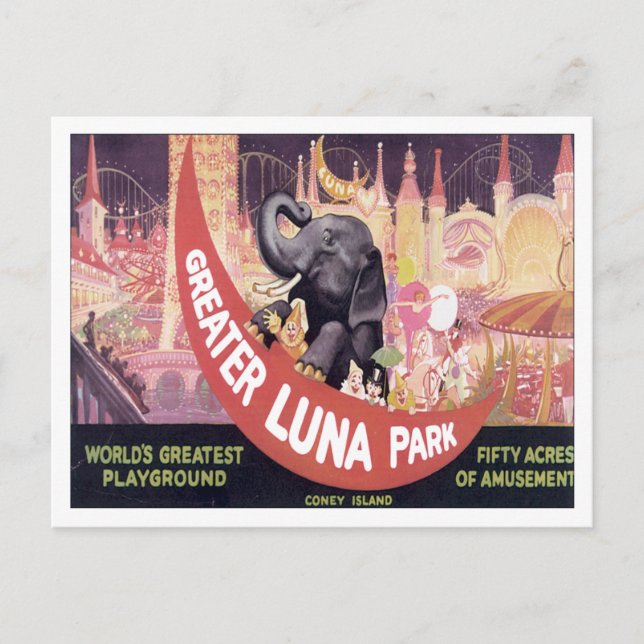 Vintag Greater Luna Park Postkarte (Vorderseite)