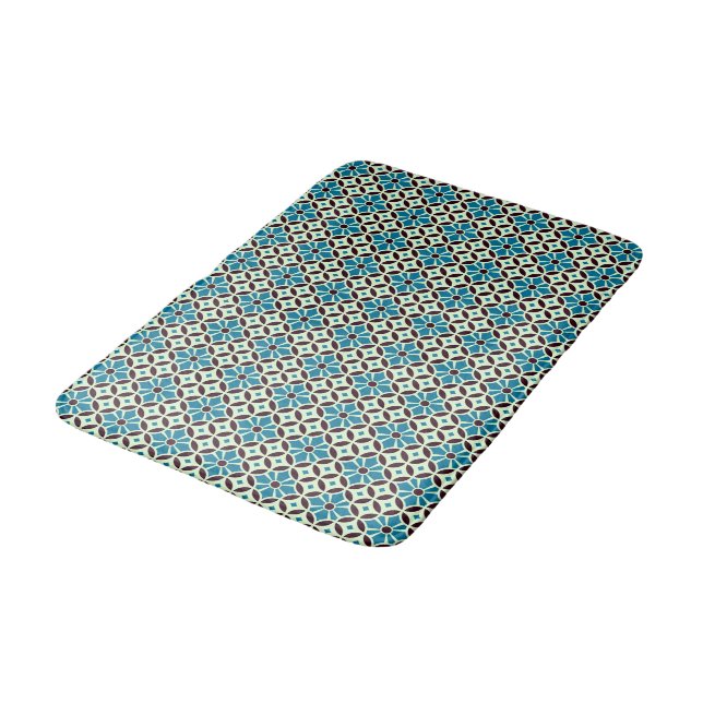 Vintag Green Beige Barcelona Star Tile Geometric Badematte (Schrägansicht)