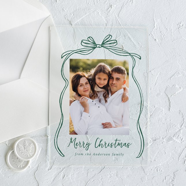 Vintag Green Bow Frohe Weihnachts-Foto Acryleinladungen (Von Creator hochgeladen)