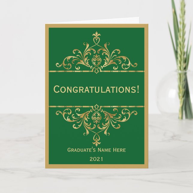 Vintag Green Gold Glam Herzlichen Glückwunsch Absc Karte (Vorderseite)