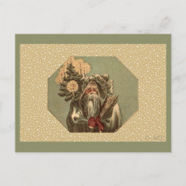 Vintag Green Santa Claus St. Nicholas Feiertagspostkarte