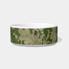 Vintag Green Tan Damask Blumendrachenfliegen Haust Napf