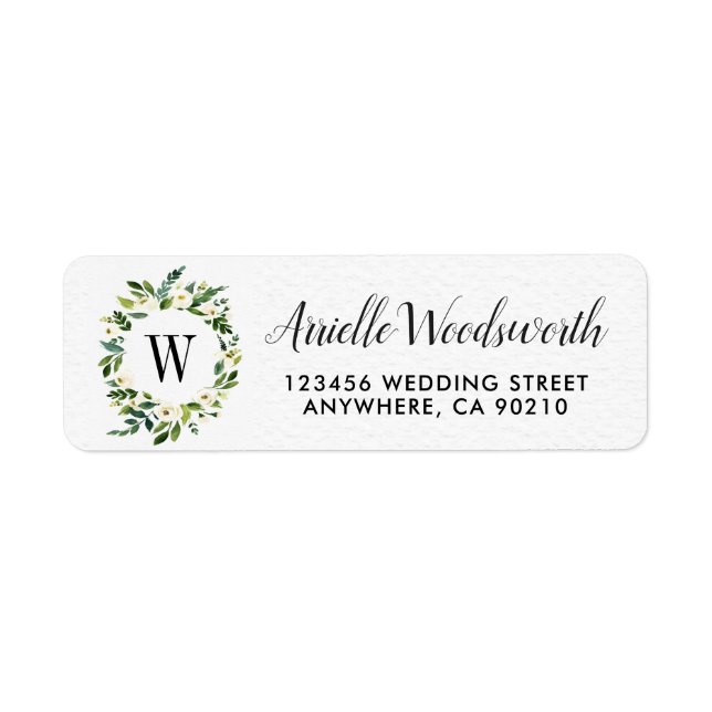 Vintag Greenery Floral Wedding Address Labels (Vorne)